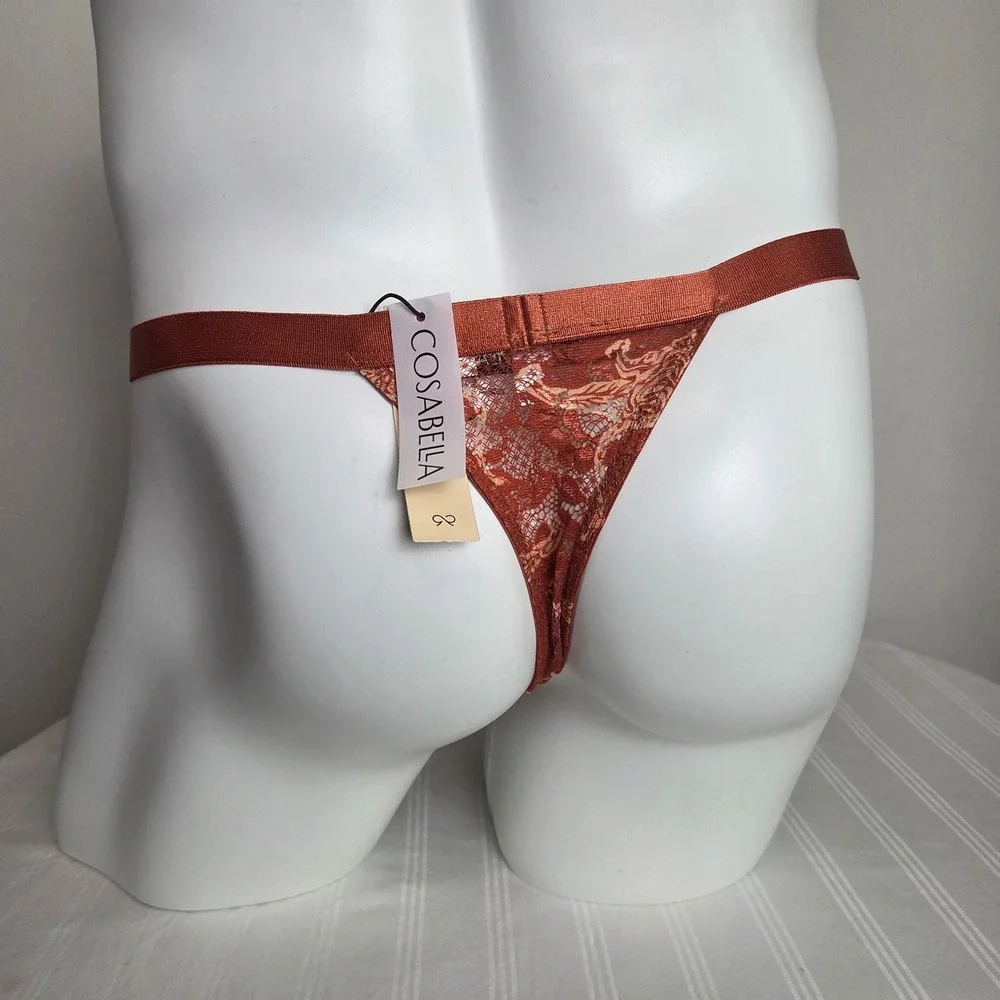 Cosabella Mens Tiger Print Lace Thong Underwear Rust Orange Low Rise Small